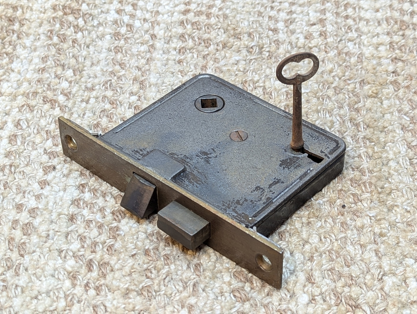 Antique Interior Mortise Lock Door Hardware #1-2-3 With Key