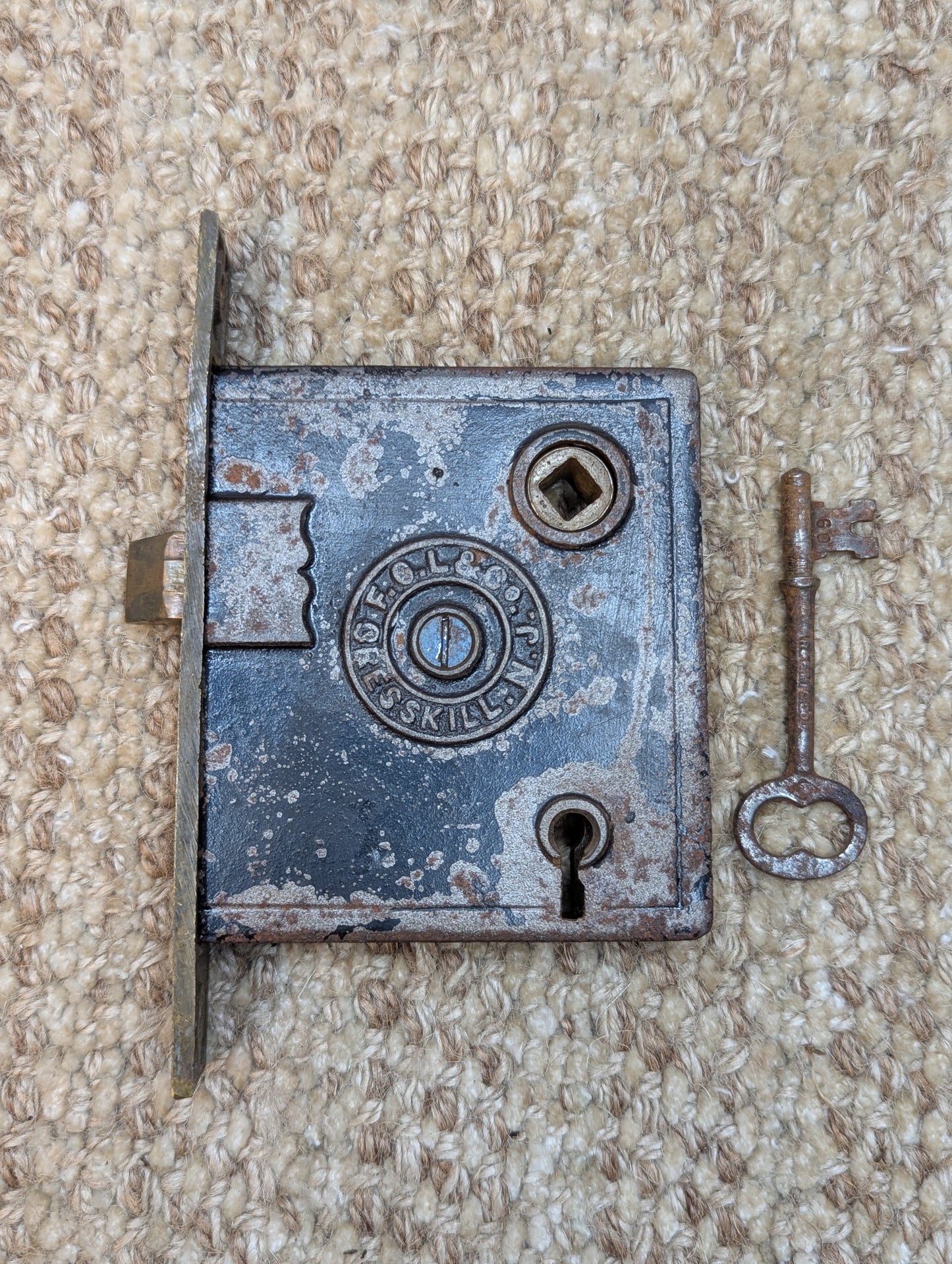 Antique F.G.I & Co. Interior Mortise Lock Door Hardware #500 With Key