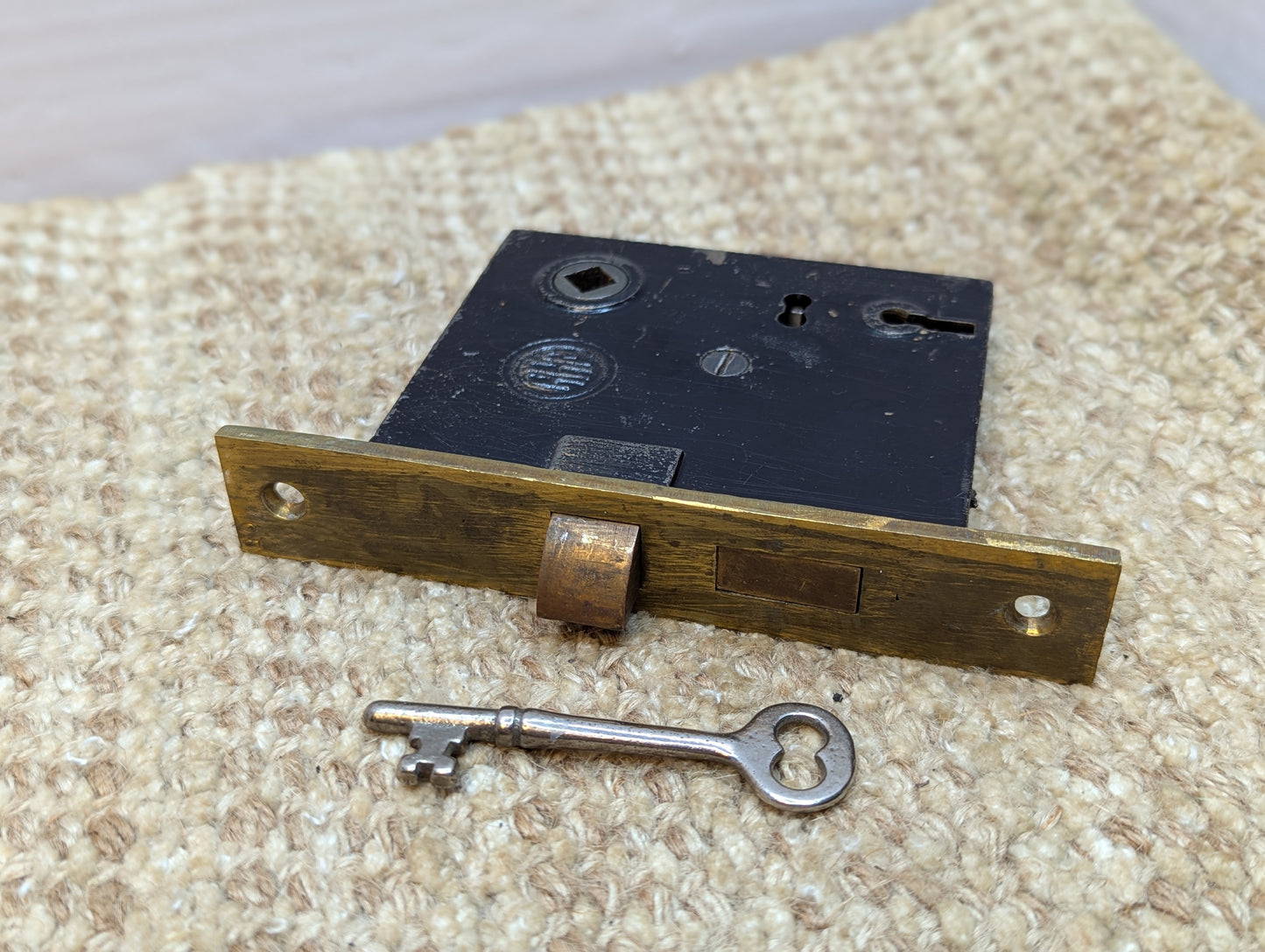 Antique RH Co. Interior Mortise Lock Door Hardware #0254 with Key