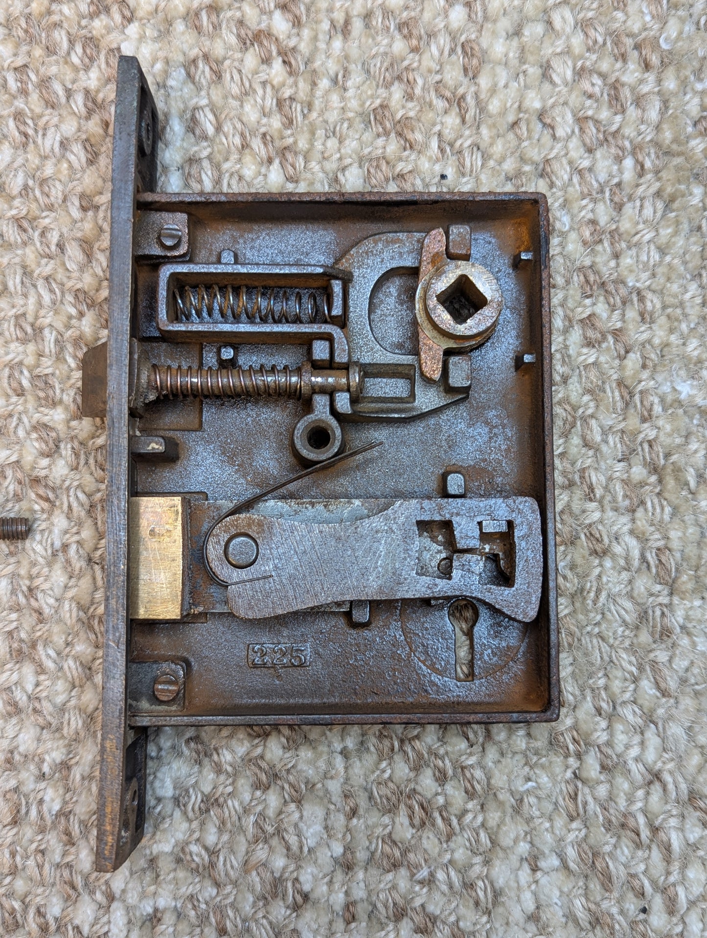 Antique Hopkins & Dickson Mfg. Co Lock #225, Bronze Door Knobs and Rosettes Circa 1879