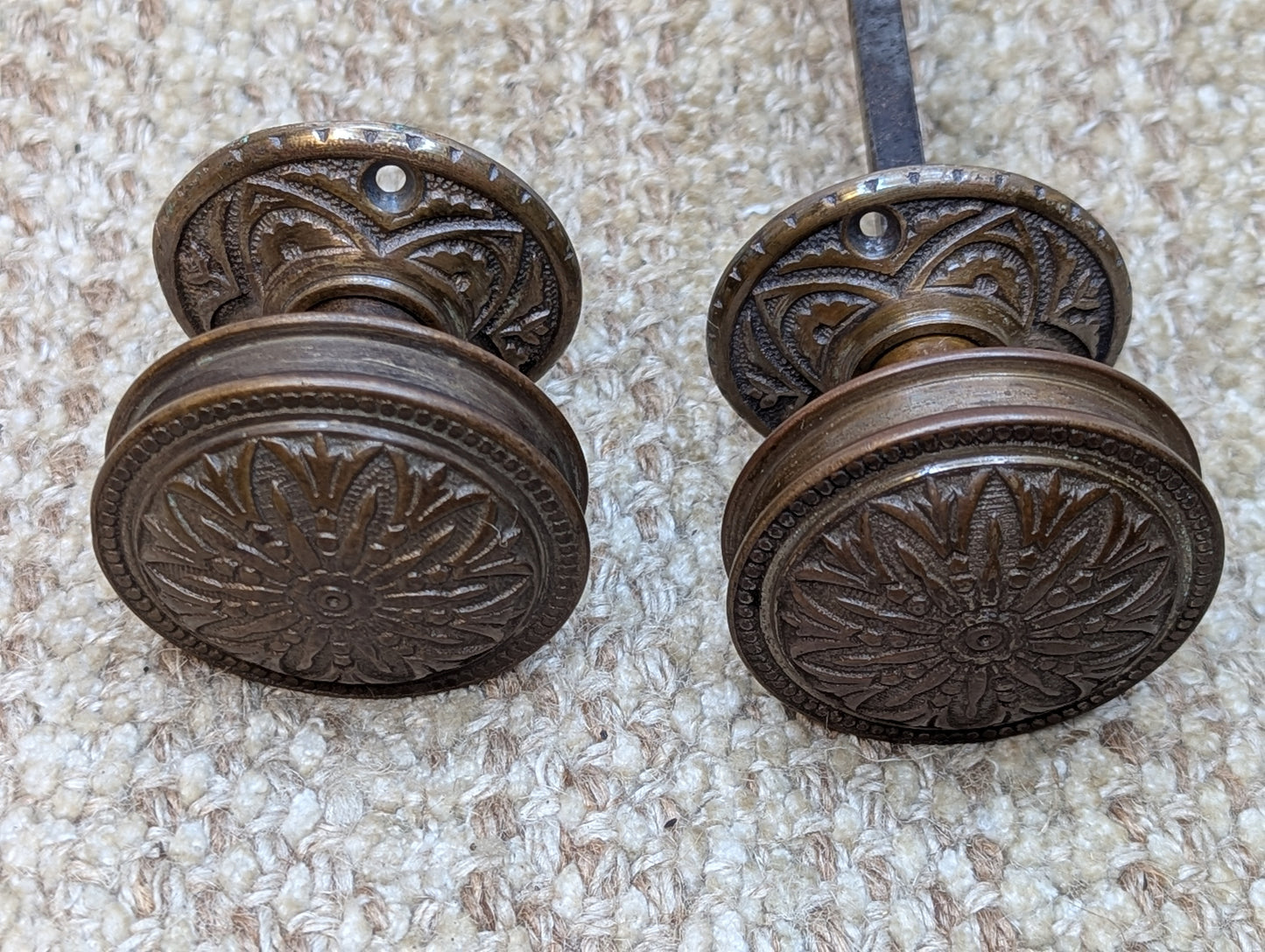 Antique Hopkins & Dickson Mfg. Co Lock #225, Bronze Door Knobs and Rosettes Circa 1879