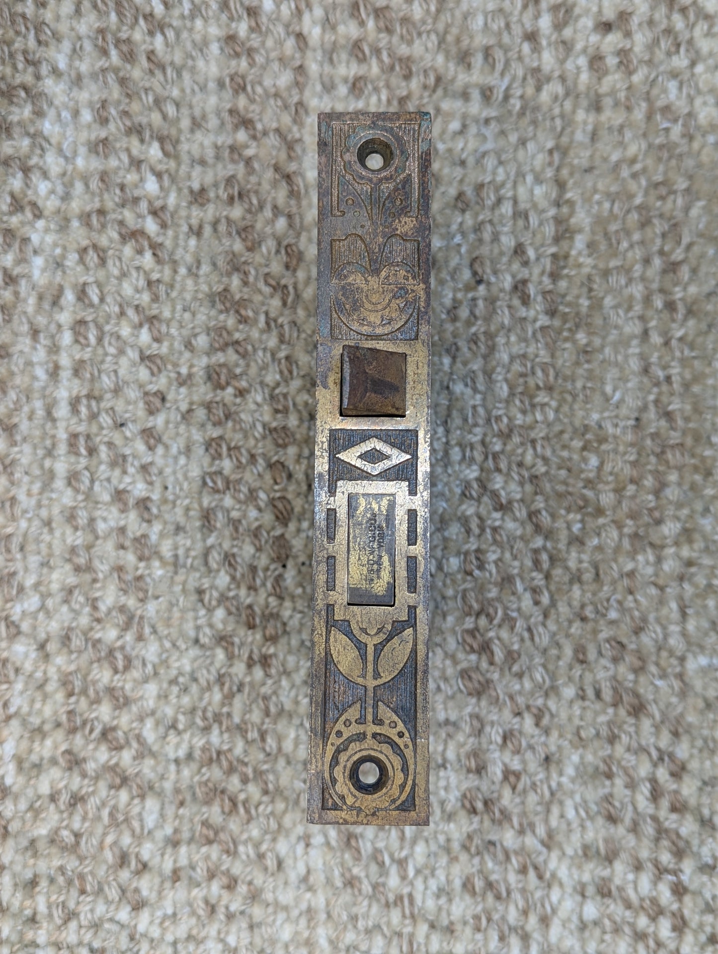 Antique Hopkins & Dickson Mfg. Co Lock #225, Bronze Door Knobs and Rosettes Circa 1879