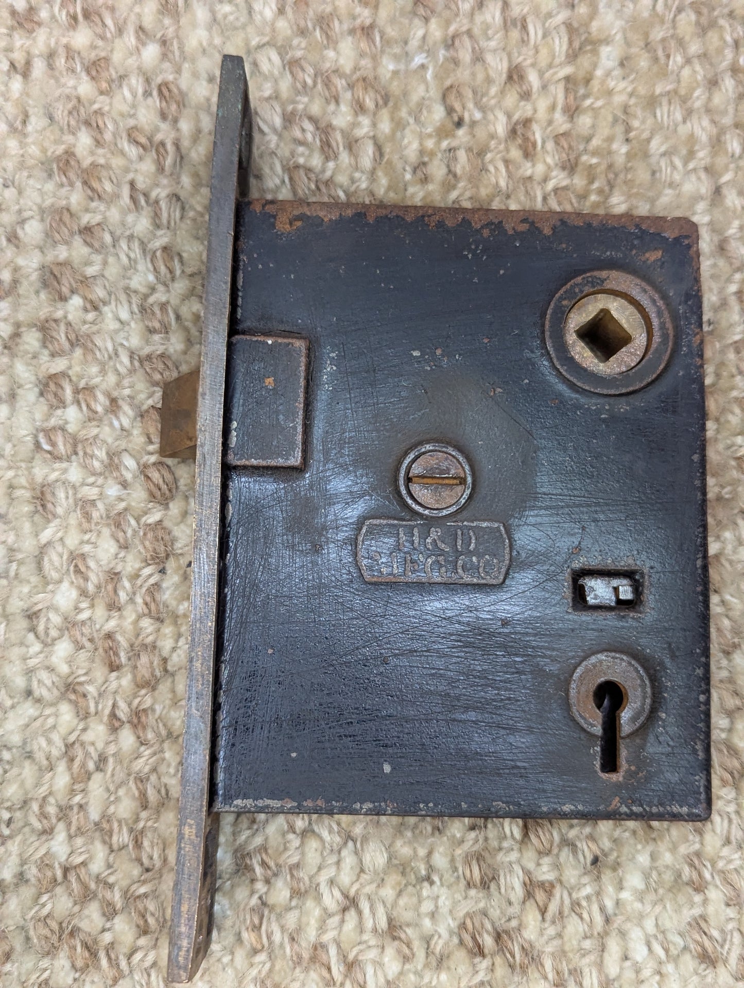Antique Hopkins & Dickson Mfg. Co Lock #225, Bronze Door Knobs and Rosettes Circa 1879