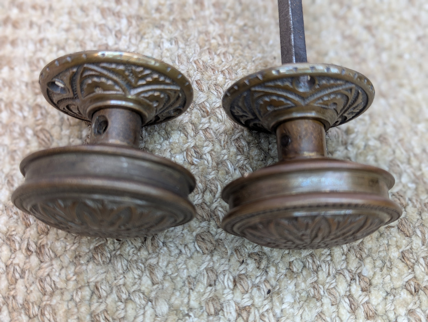 Antique Hopkins & Dickson Mfg. Co Lock #225, Bronze Door Knobs and Rosettes Circa 1879