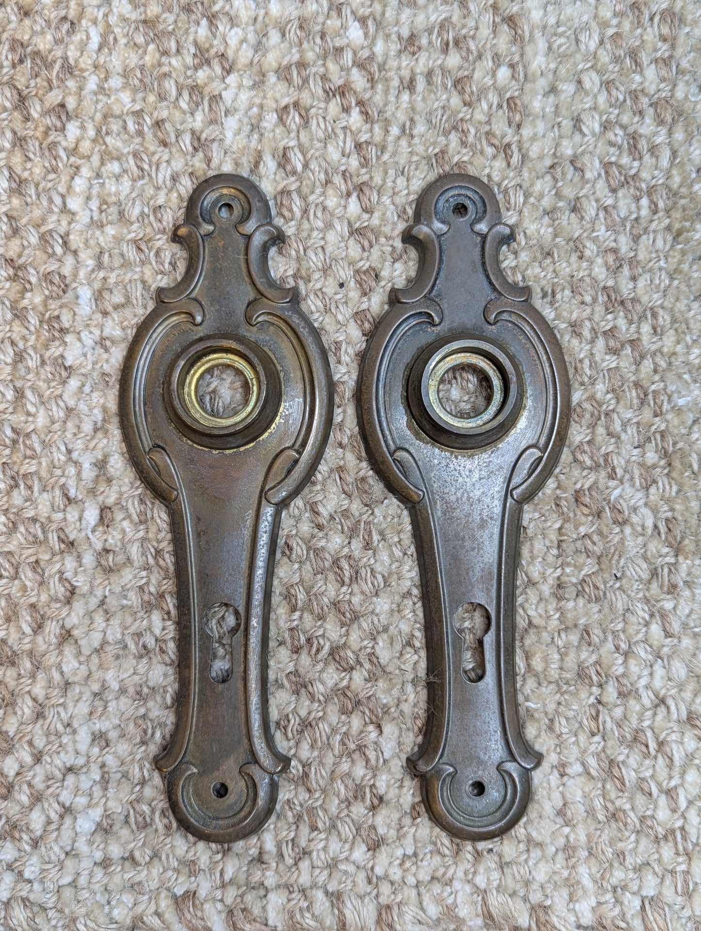 Antique Russwin Interior Mortise Lock #0389, Glass Door Knobs & Brass Door Knob Plates With Key