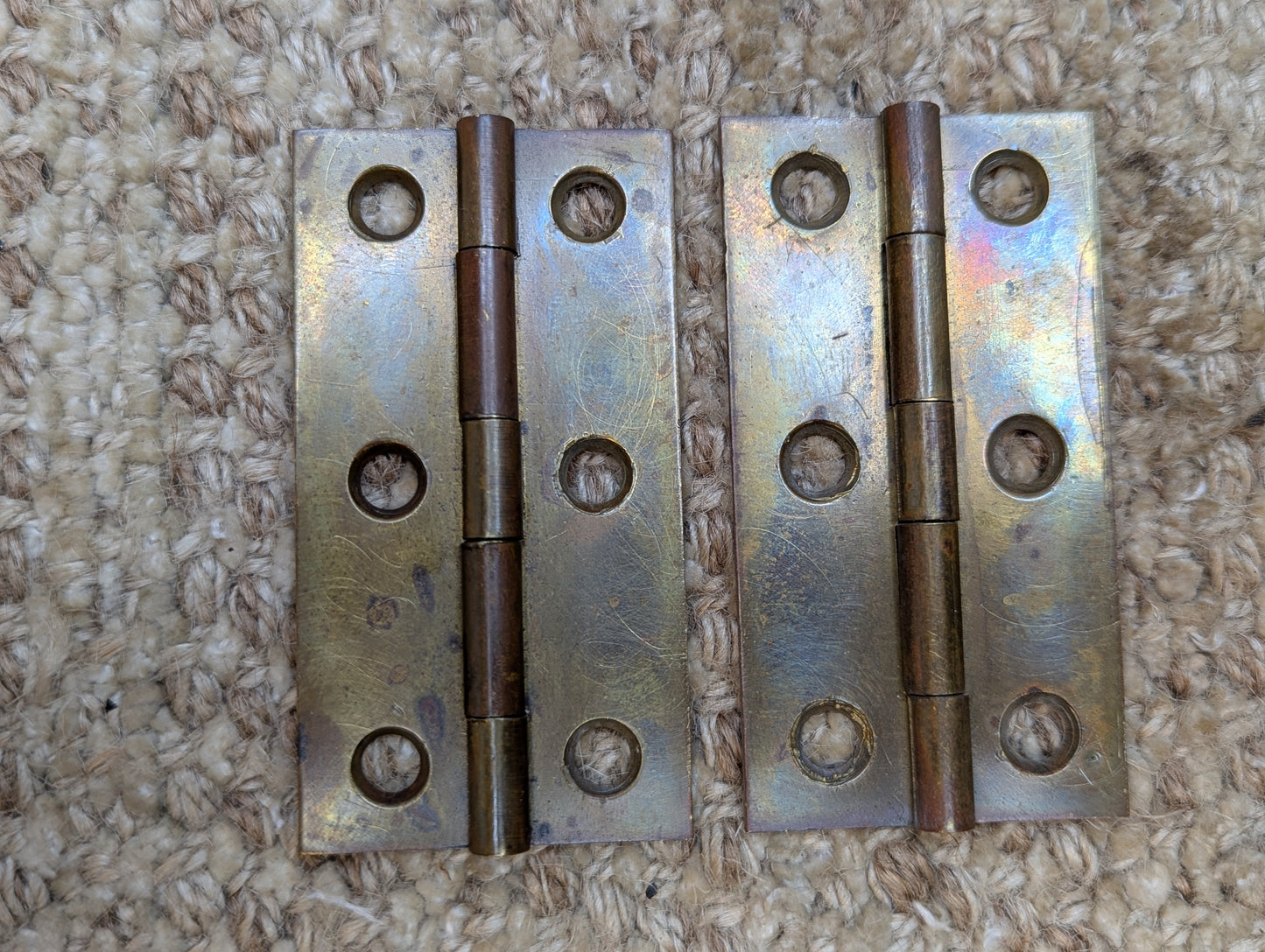 Pair Of 1 5/8" x 3" Antique Brass Cabinet Door Hinge