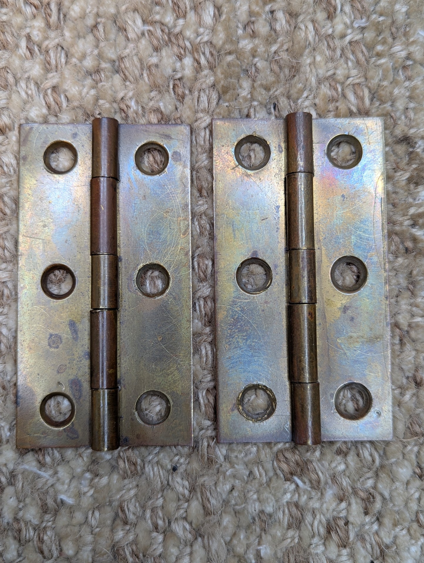 Pair Of 1 5/8" x 3" Antique Brass Cabinet Door Hinge
