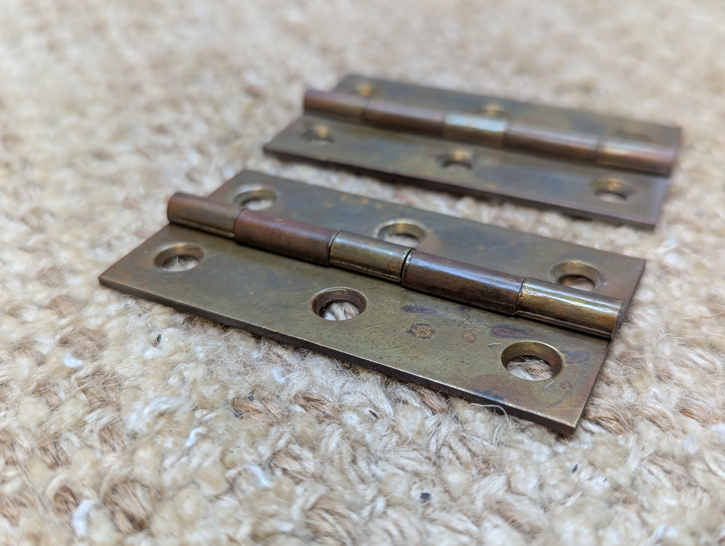 Pair Of 1 5/8" x 3" Antique Brass Cabinet Door Hinge