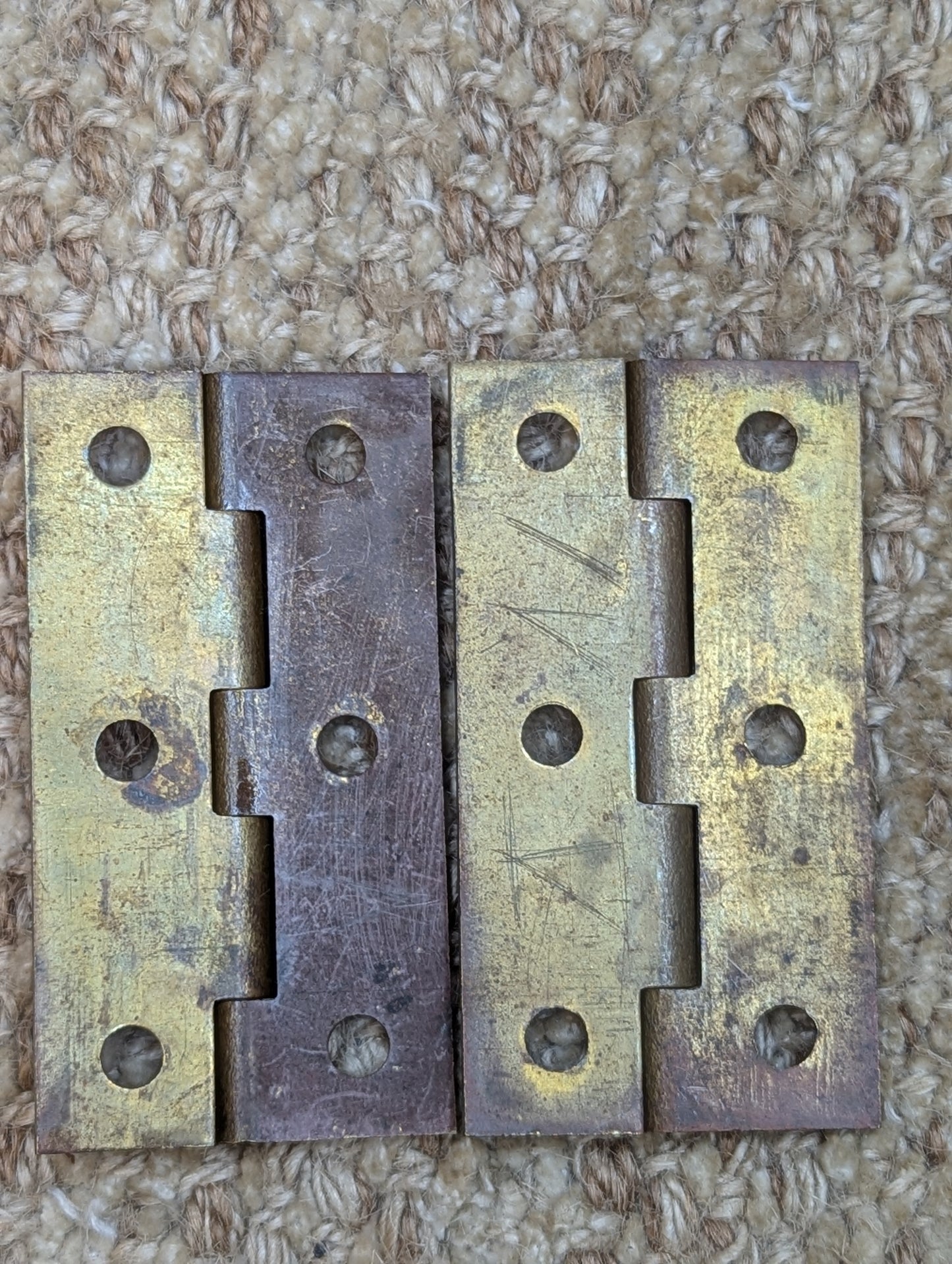 Pair Of 1 5/8" x 3" Antique Brass Cabinet Door Hinge