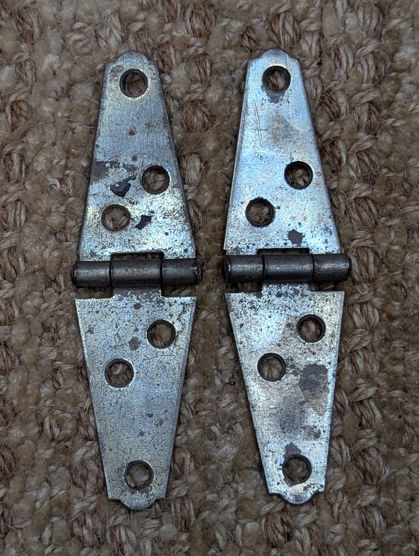 Pair Of 1" x 3 3/4" Antique Steel Cabinet Door Hinges