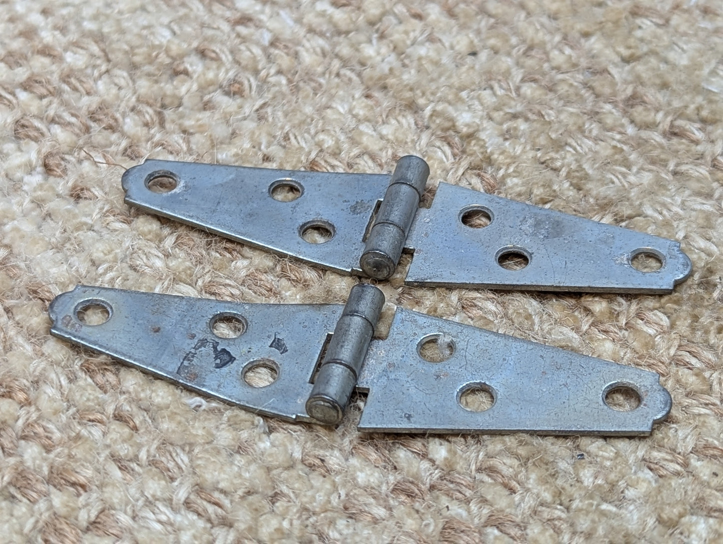 Pair Of 1" x 3 3/4" Antique Steel Cabinet Door Hinges