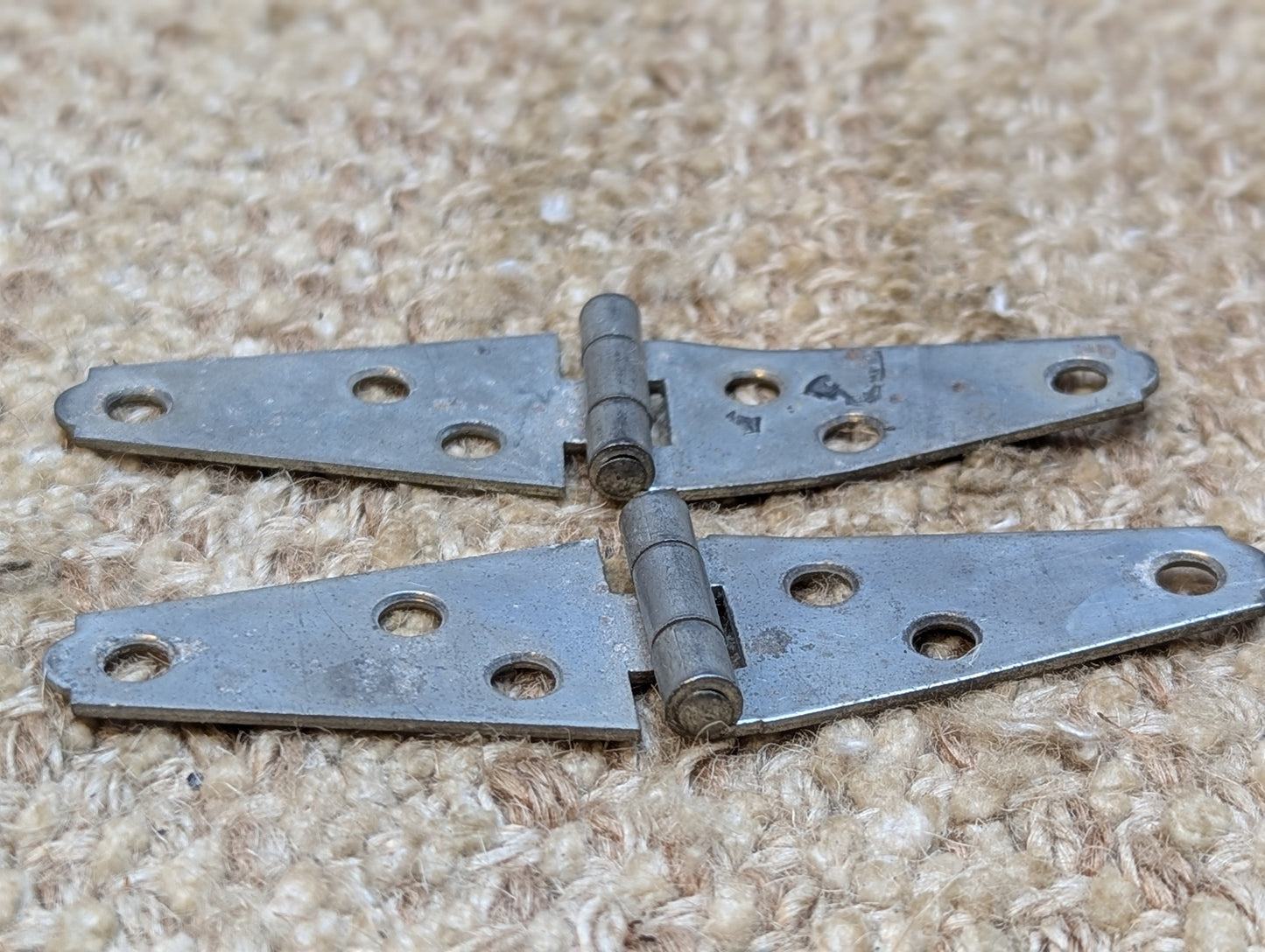 Pair Of 1" x 3 3/4" Antique Steel Cabinet Door Hinges