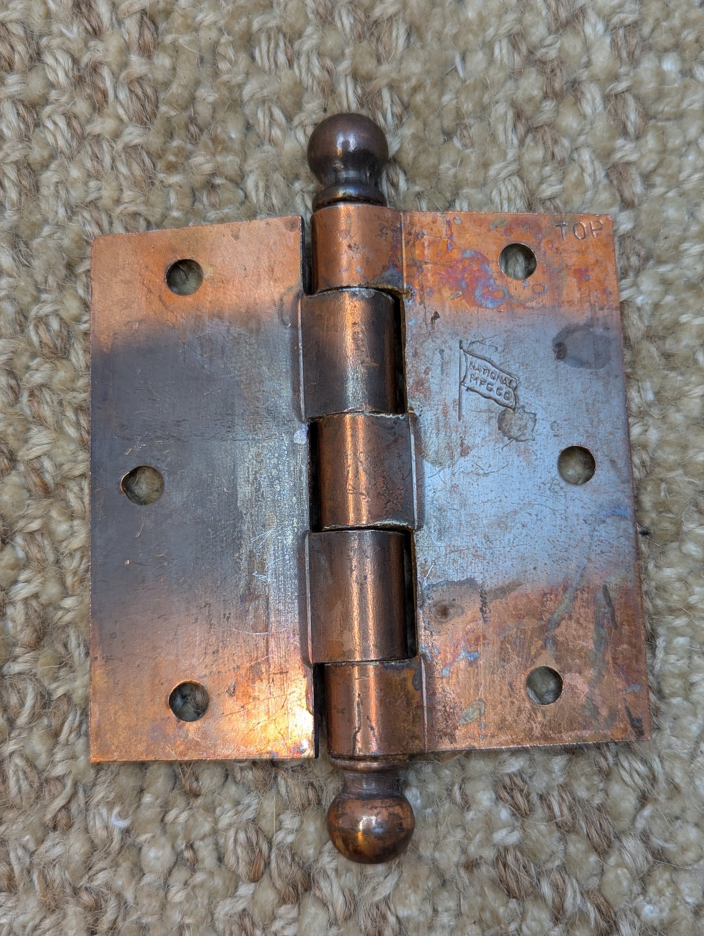 3" x 3" Antique National Ball Tip Door Hinge