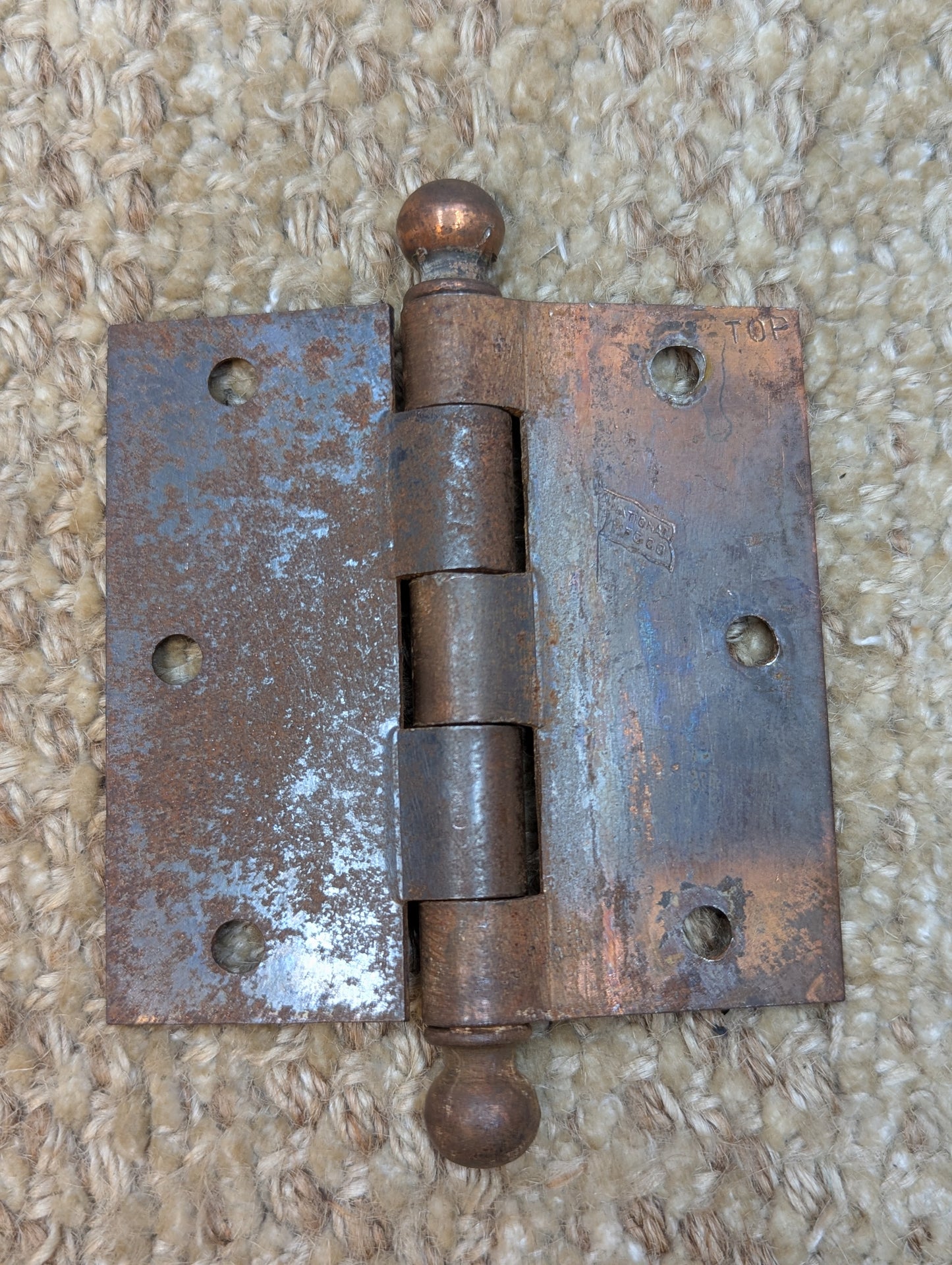 3" x 3" Antique National Ball Tip Door Hinge