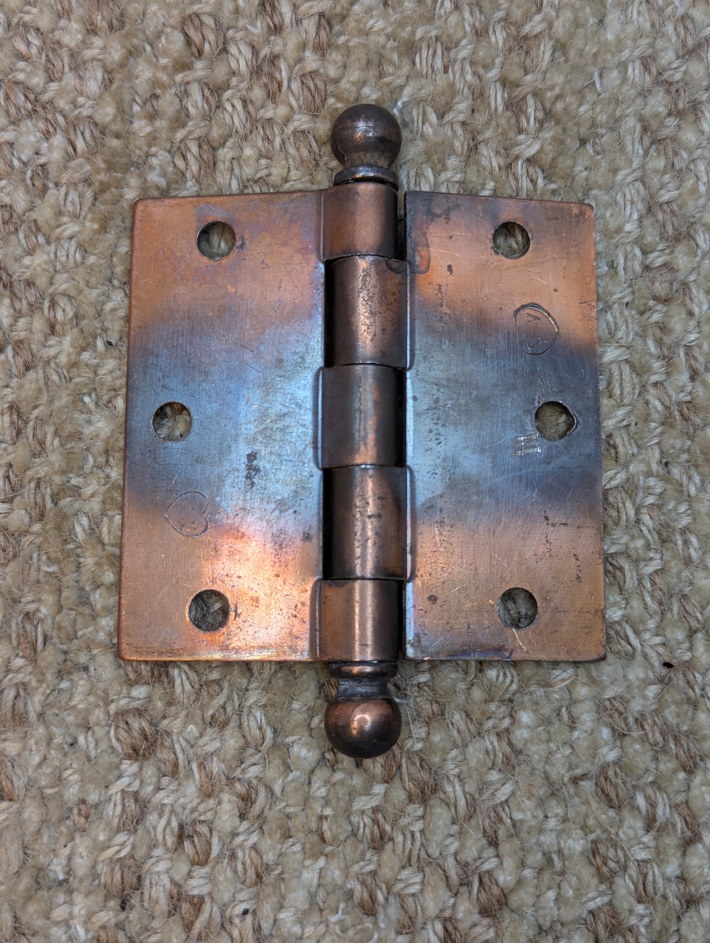 3" x 3" Antique Stanley Ball Tip Door Hinge