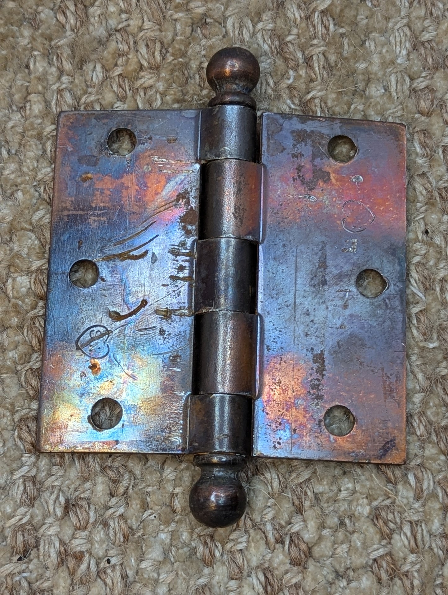 3" x 3" Antique Stanley Ball Tip Door Hinge