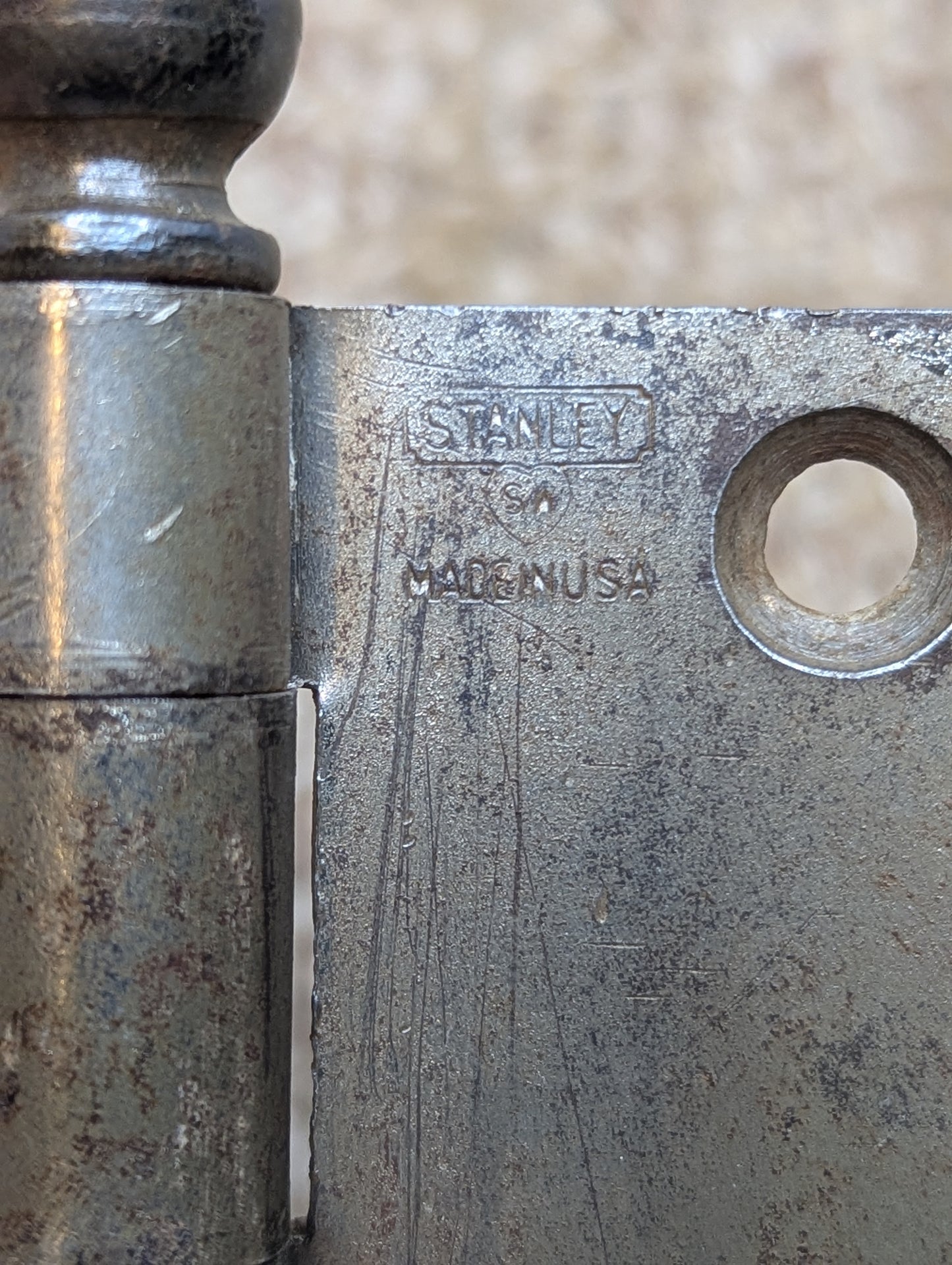 3 1/2" x 3 1/2" Antique Stanley Ball Tip Door Hinge