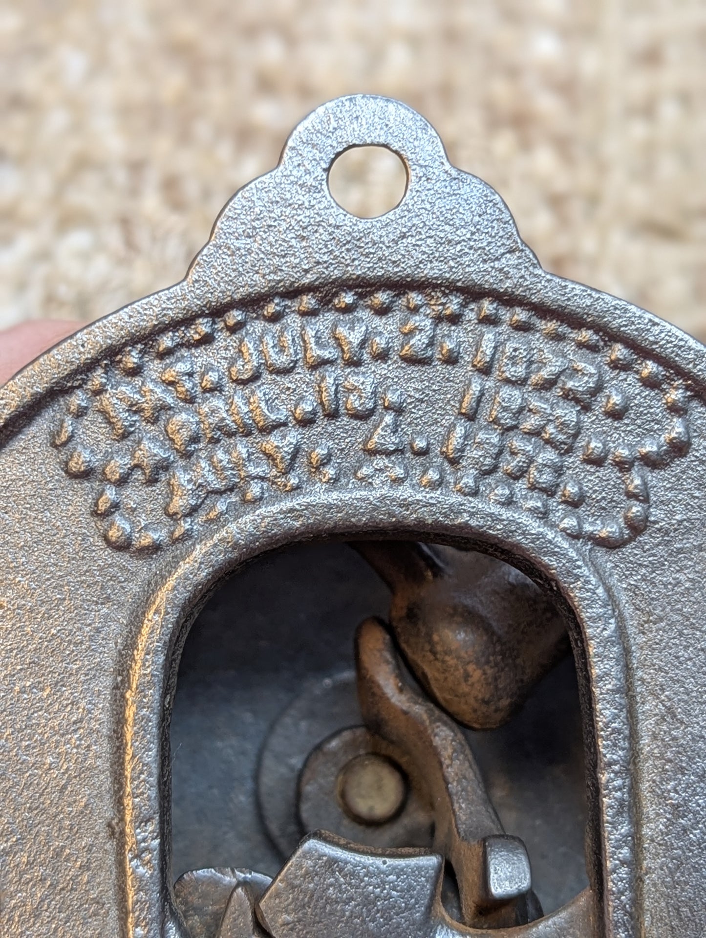 Antique Cast Iron Door Bell Pat. July 2, 1872