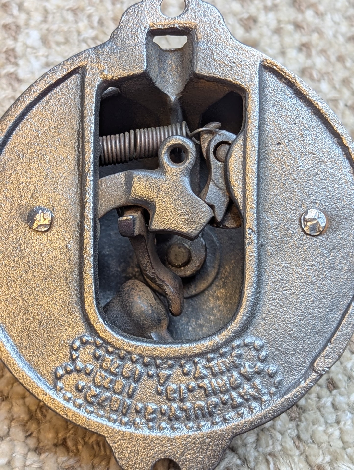 Antique Cast Iron Door Bell Pat. July 2, 1872