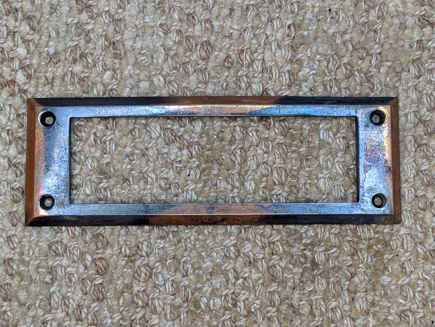 Antique Brass Mail Letter Slot Inside Frame Door Hardware #1346-Flashed Copper