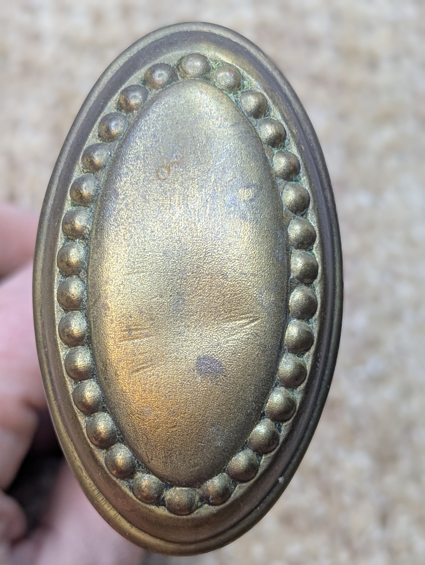 1 9/16 x 2 3/4" Antique Oval Decorative Brass Door Knobs
