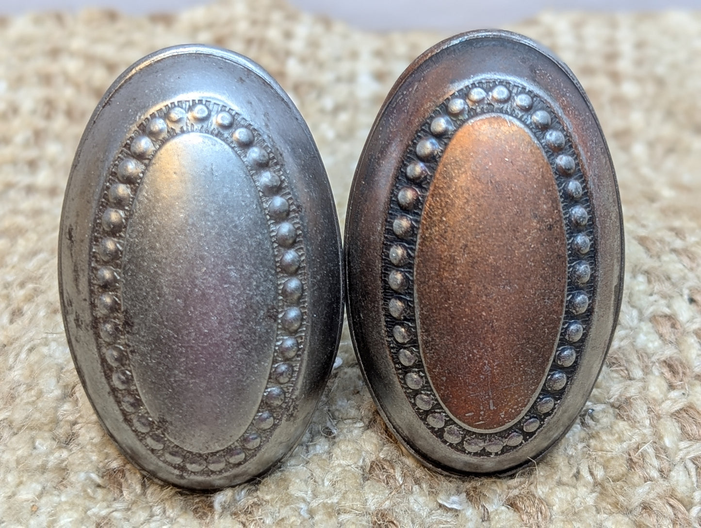 1 1/2 x 2 1/2" Antique Oval Decorative Steel Door Knobs