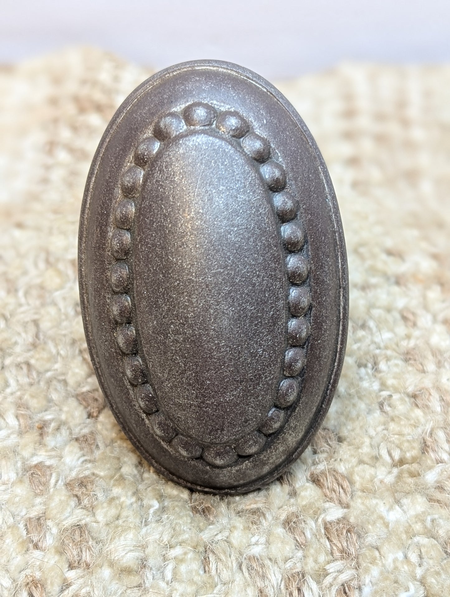 1 1/2 x 2 1/2" Antique Oval Decorative Steel Door Knob