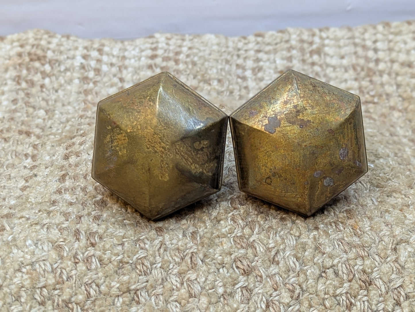 2 1/4" Antique Hexagon Brass Door Knobs Set Door Hardware