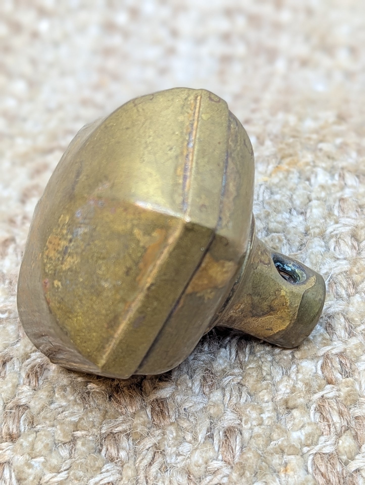 2 1/4" Antique Hexagon Brass Door Knobs Set Door Hardware
