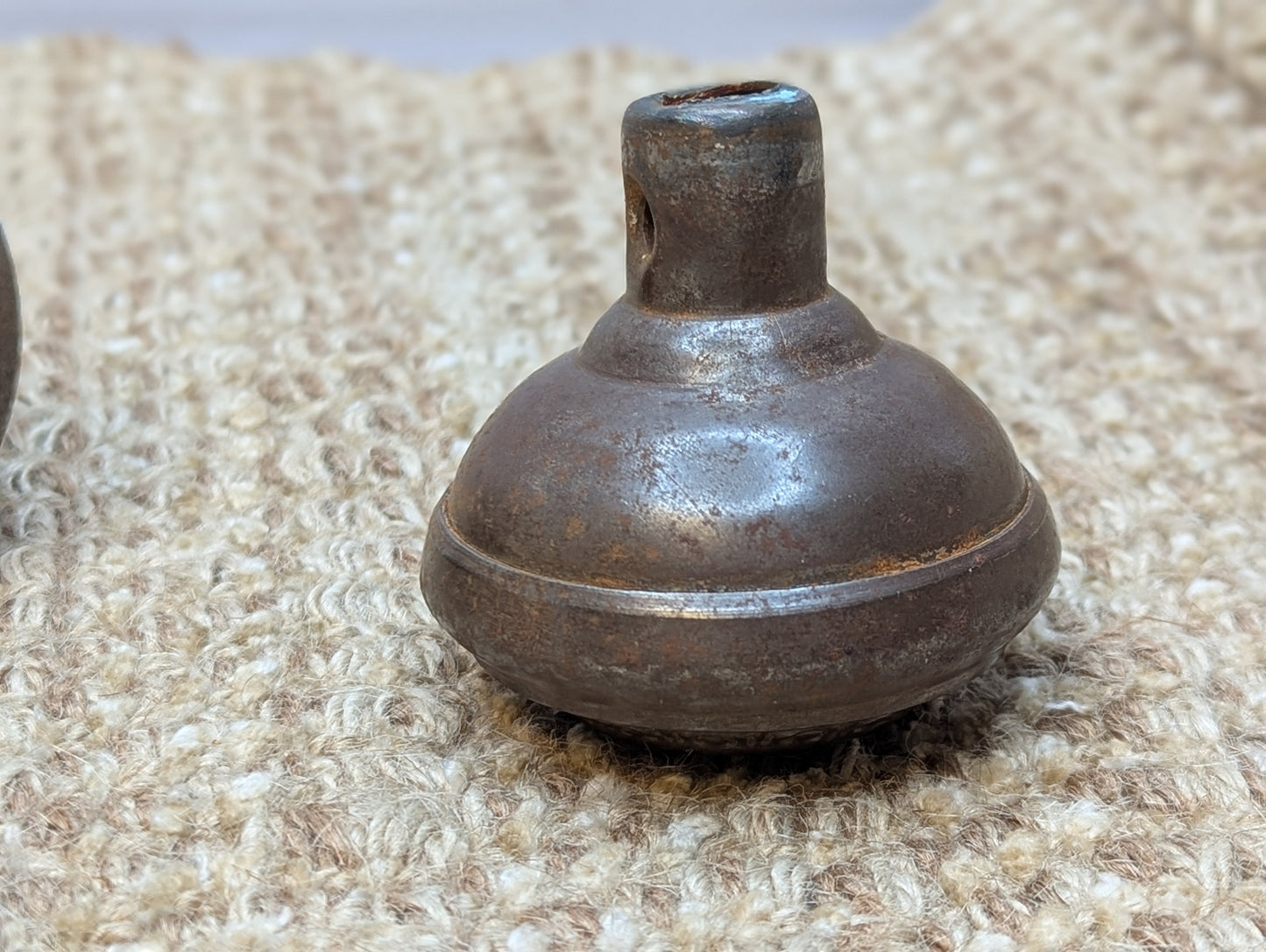 Pair Of 2 1/4" Antique Steel Egg & Dart Door Knobs Door Hardware