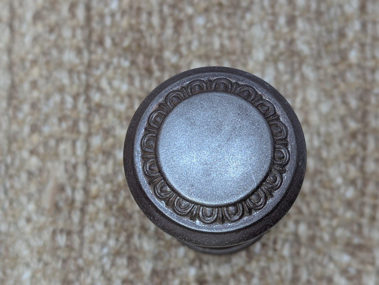 Pair Of 2 1/4" Antique Steel Egg & Dart Door Knobs Door Hardware