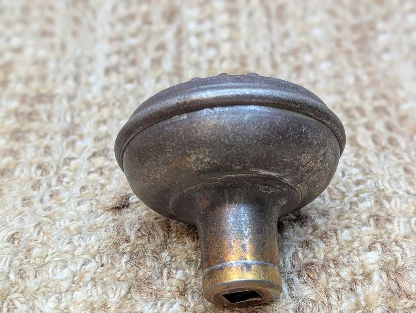 Pair Of 2 1/4" Antique Steel Egg & Dart Door Knobs Door Hardware
