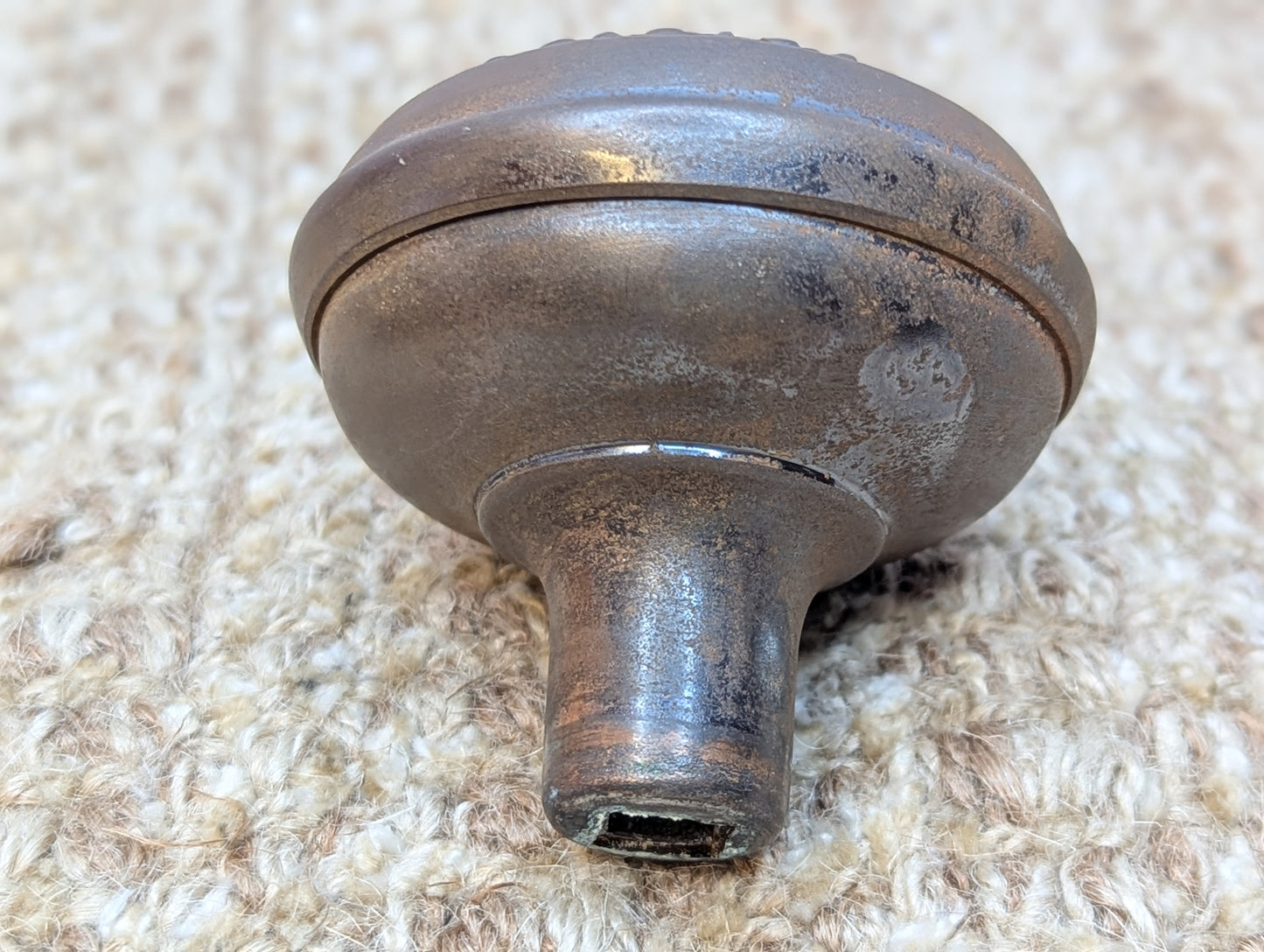 Pair Of 2 1/4" Antique Steel Egg & Dart Door Knobs Door Hardware