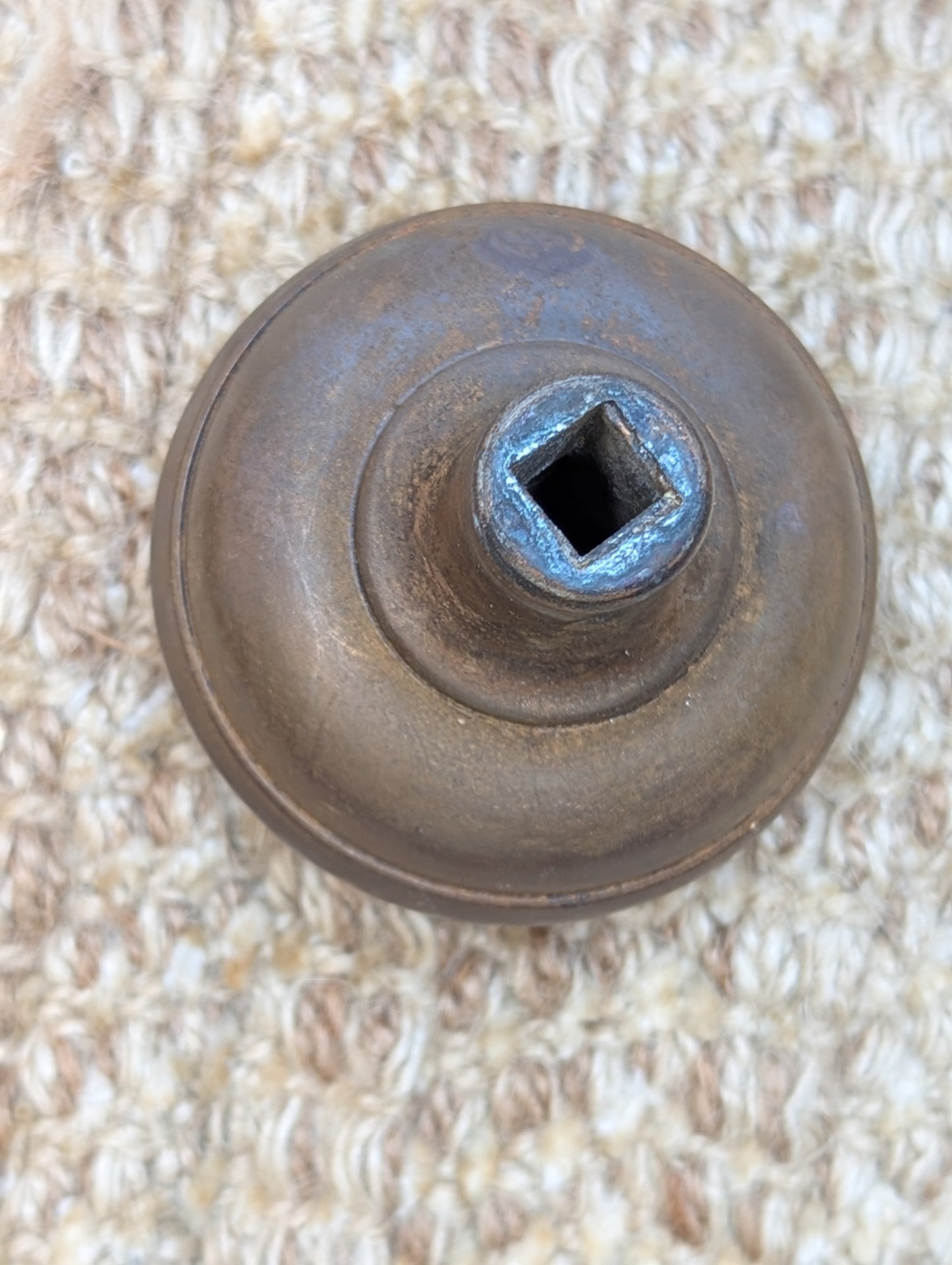 Pair Of 2 1/4" Antique Steel Egg & Dart Door Knobs Door Hardware