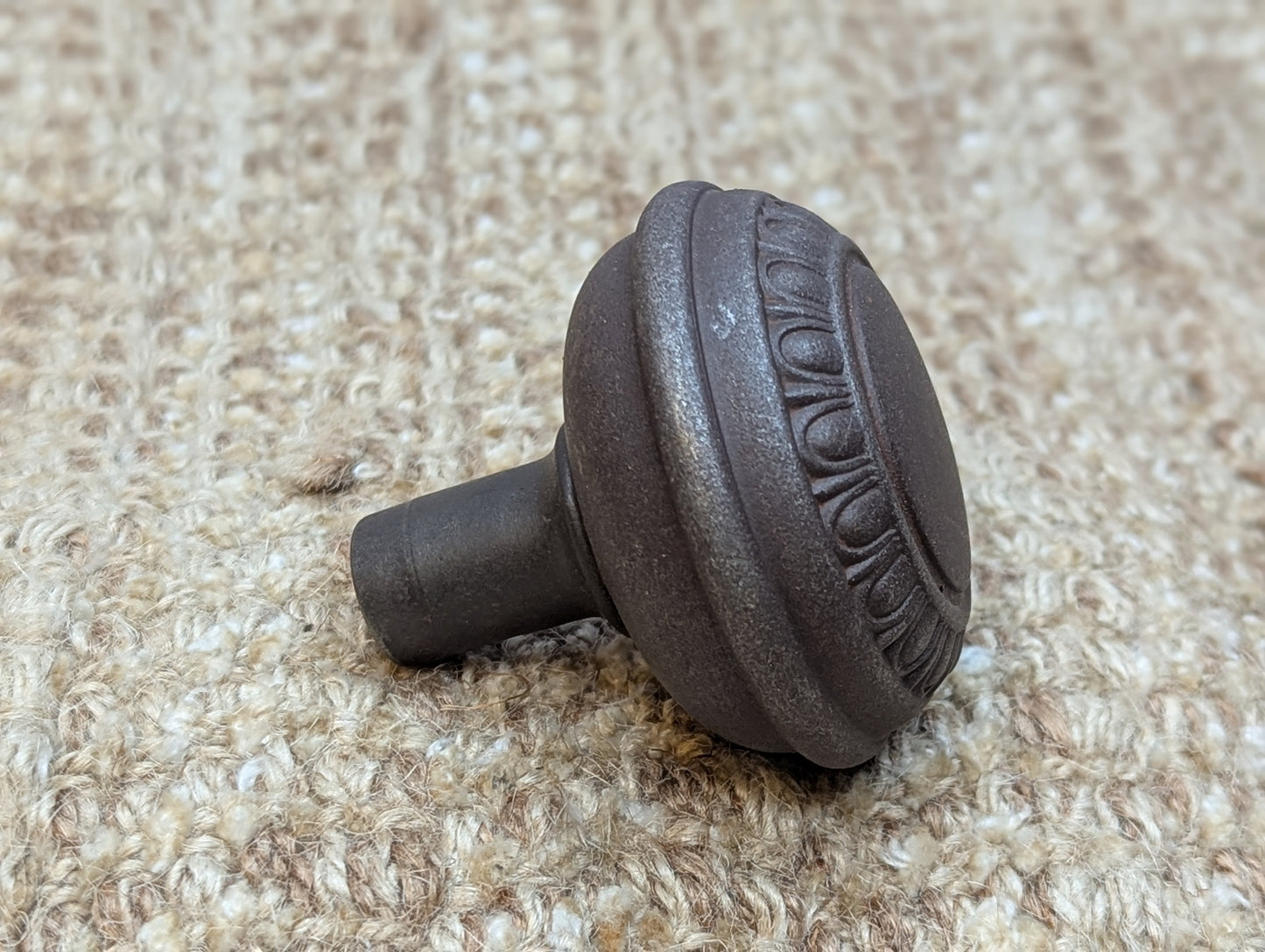 Pair Of 2 1/4" Antique Steel Egg & Dart Door Knobs Door Hardware