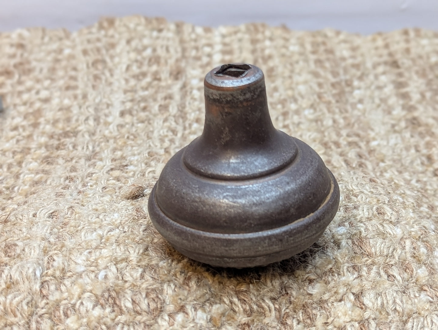 Pair Of 2 1/4" Antique Steel Egg & Dart Door Knobs Door Hardware