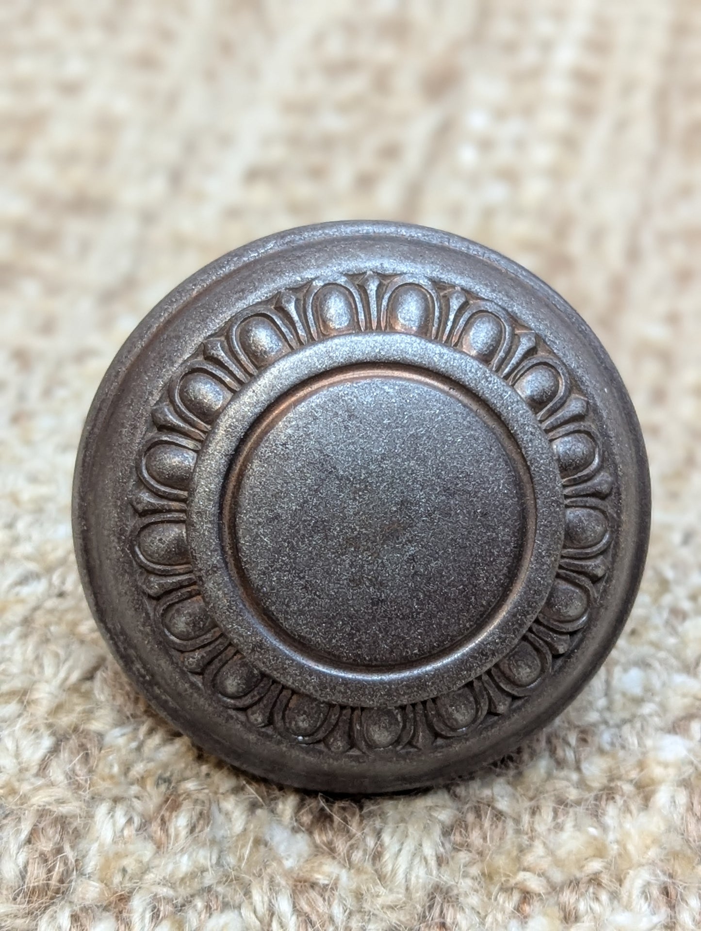 Pair Of 2 1/4" Antique Steel Egg & Dart Door Knobs Door Hardware