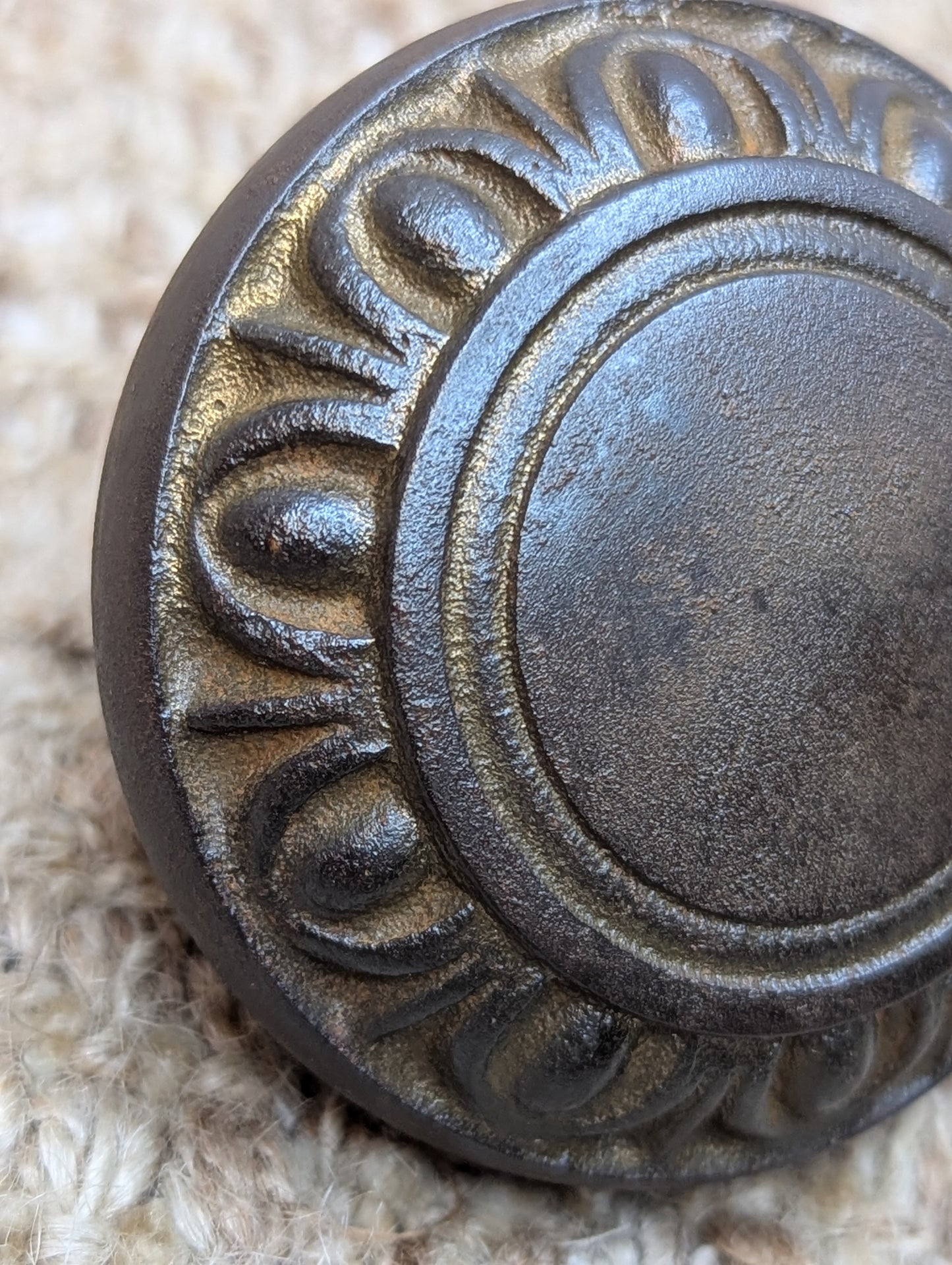 2 1/4" Antique Cast Iron Egg & Dart Door Knob Door Hardware
