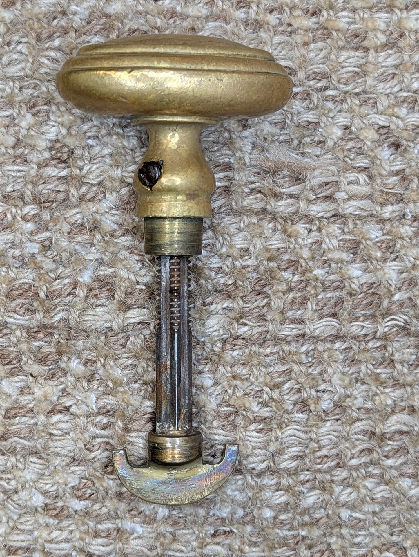 1 1/2" x 2 3/8" Antique Oval Brass Door Knob With Thumb Turn Door Hardware