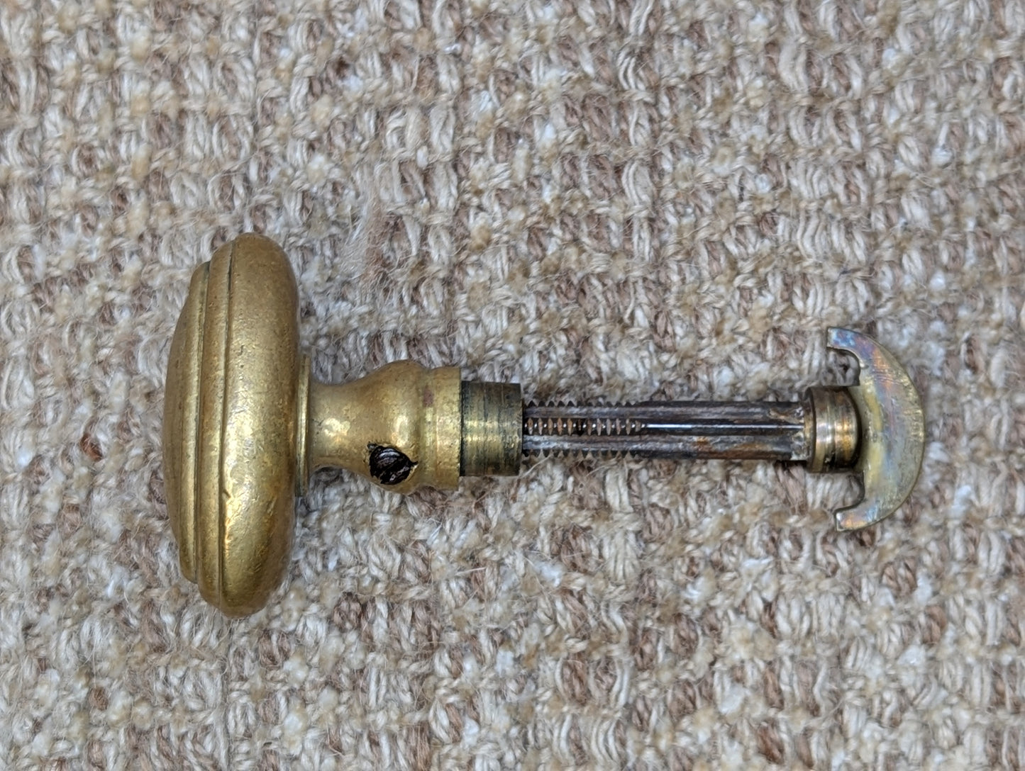 1 1/2" x 2 3/8" Antique Oval Brass Door Knob With Thumb Turn Door Hardware