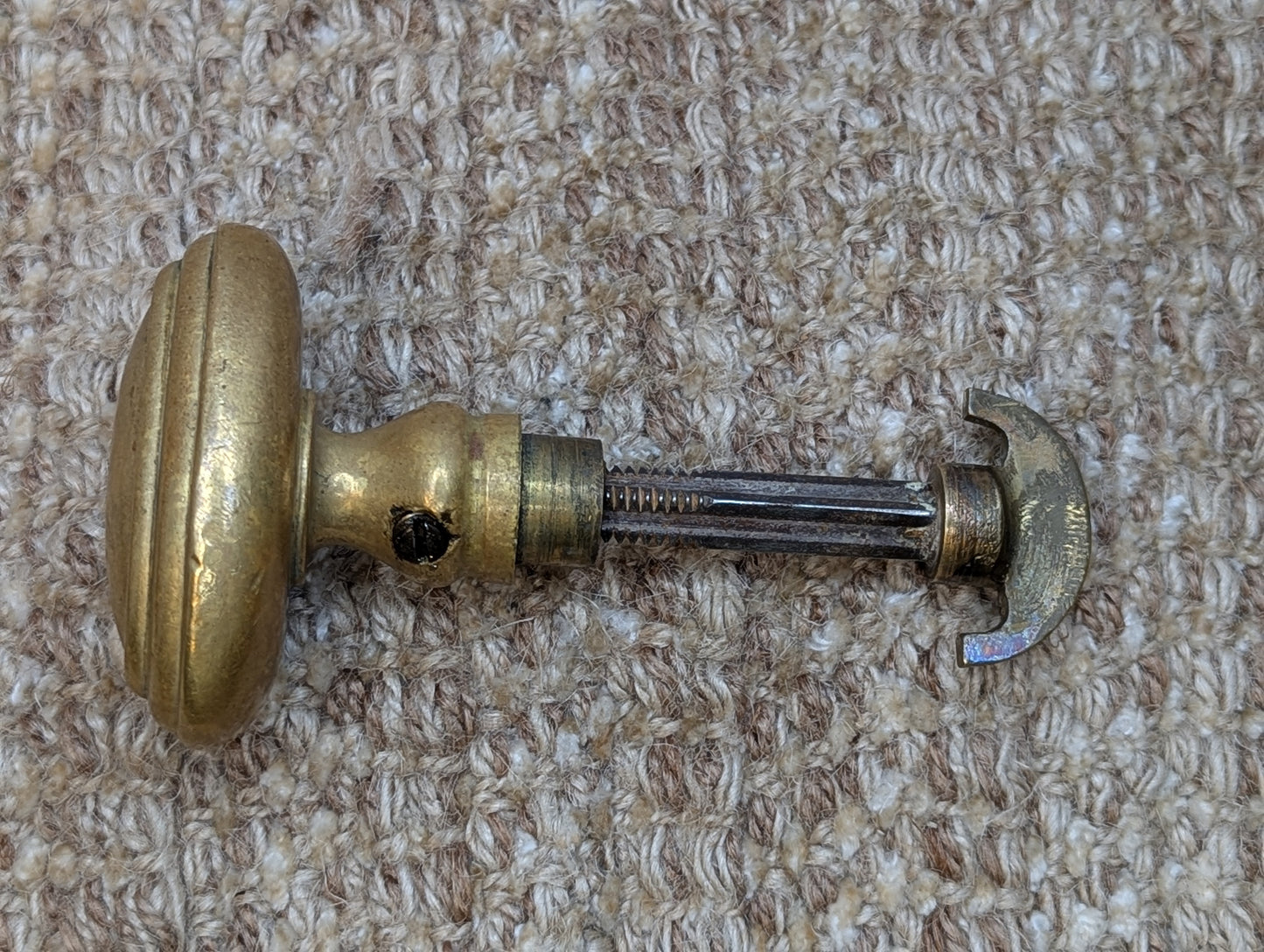 1 1/2" x 2 3/8" Antique Oval Brass Door Knob With Thumb Turn Door Hardware
