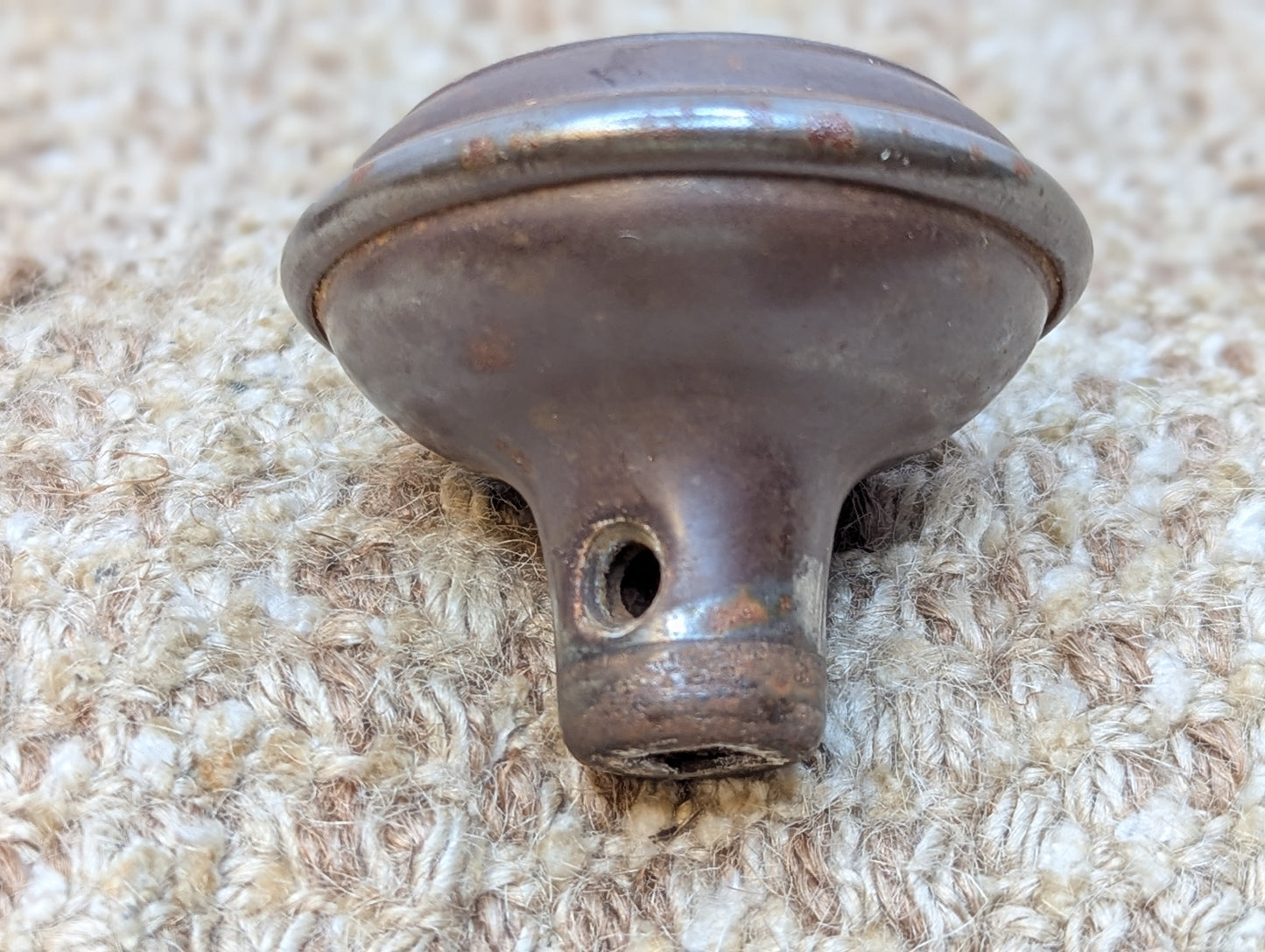 2 1/4" Antique Russell & Erwin Steel Door Knob Set Door Hardware Circa 1909
