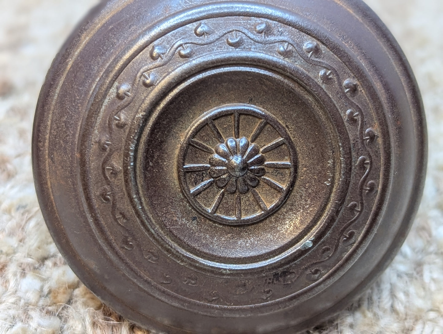 2 1/4" Antique Russell & Erwin Steel Door Knob Set Door Hardware Circa 1909