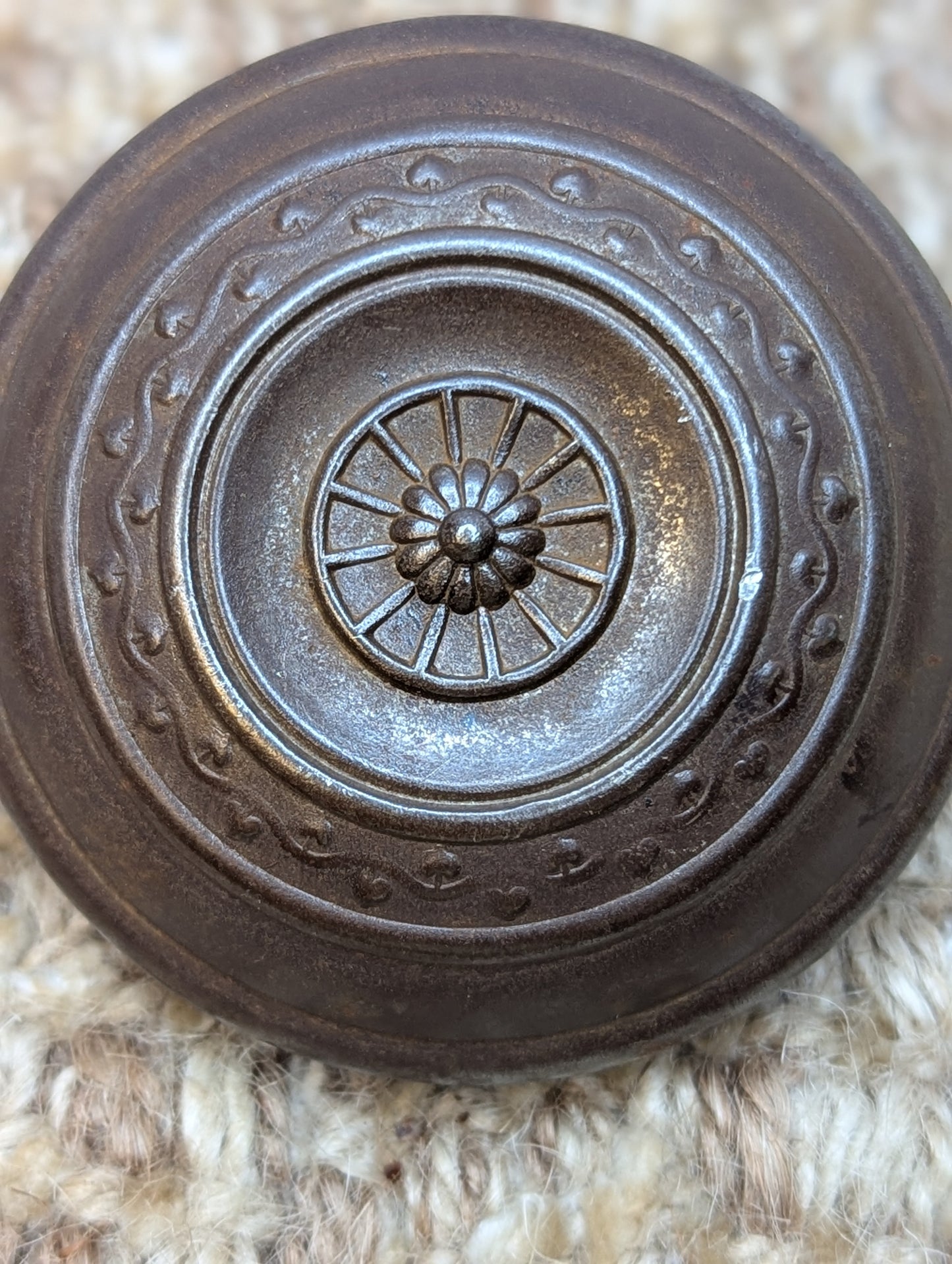 2 1/4" Antique Russell & Erwin Steel Door Knob Set Door Hardware Circa 1909