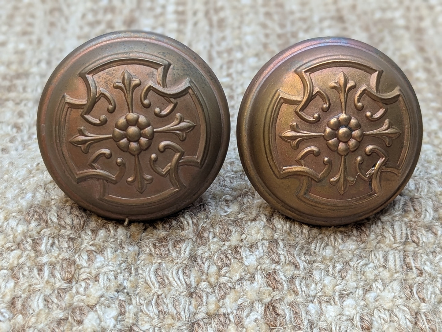 2 1/4" Antique Russell Erwin Door Knob Set Door Hardware Circa 1905