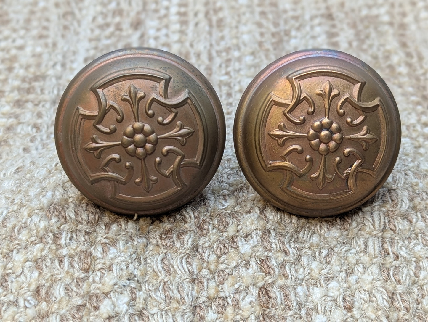 2 1/4" Antique Russell Erwin Door Knob Set Door Hardware Circa 1905