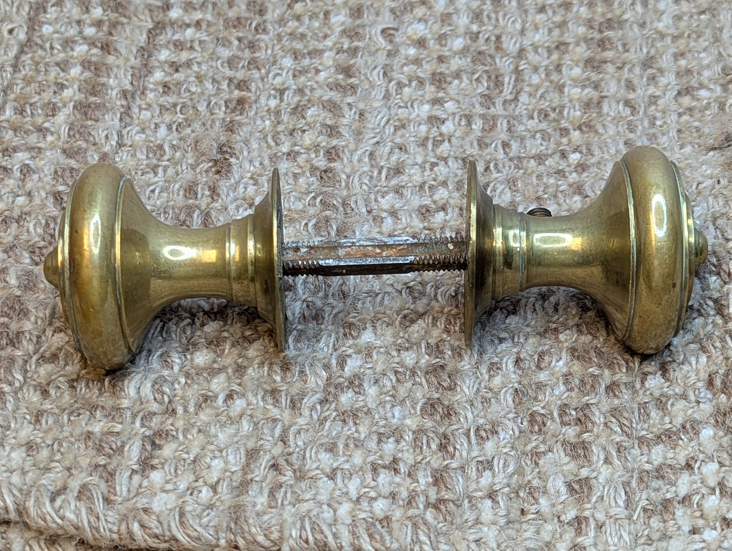 2 1/4" Vintage Reproduction Brass Door Knobs & Rosettes Set Door Hardware