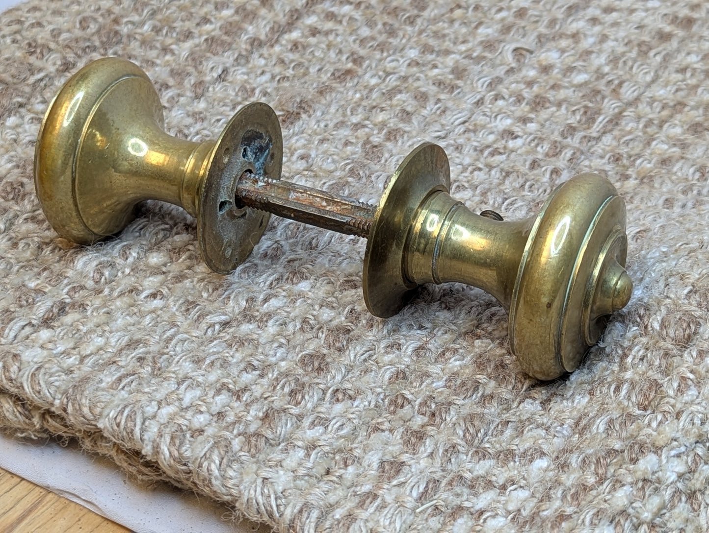 2 1/4" Vintage Reproduction Brass Door Knobs & Rosettes Set Door Hardware