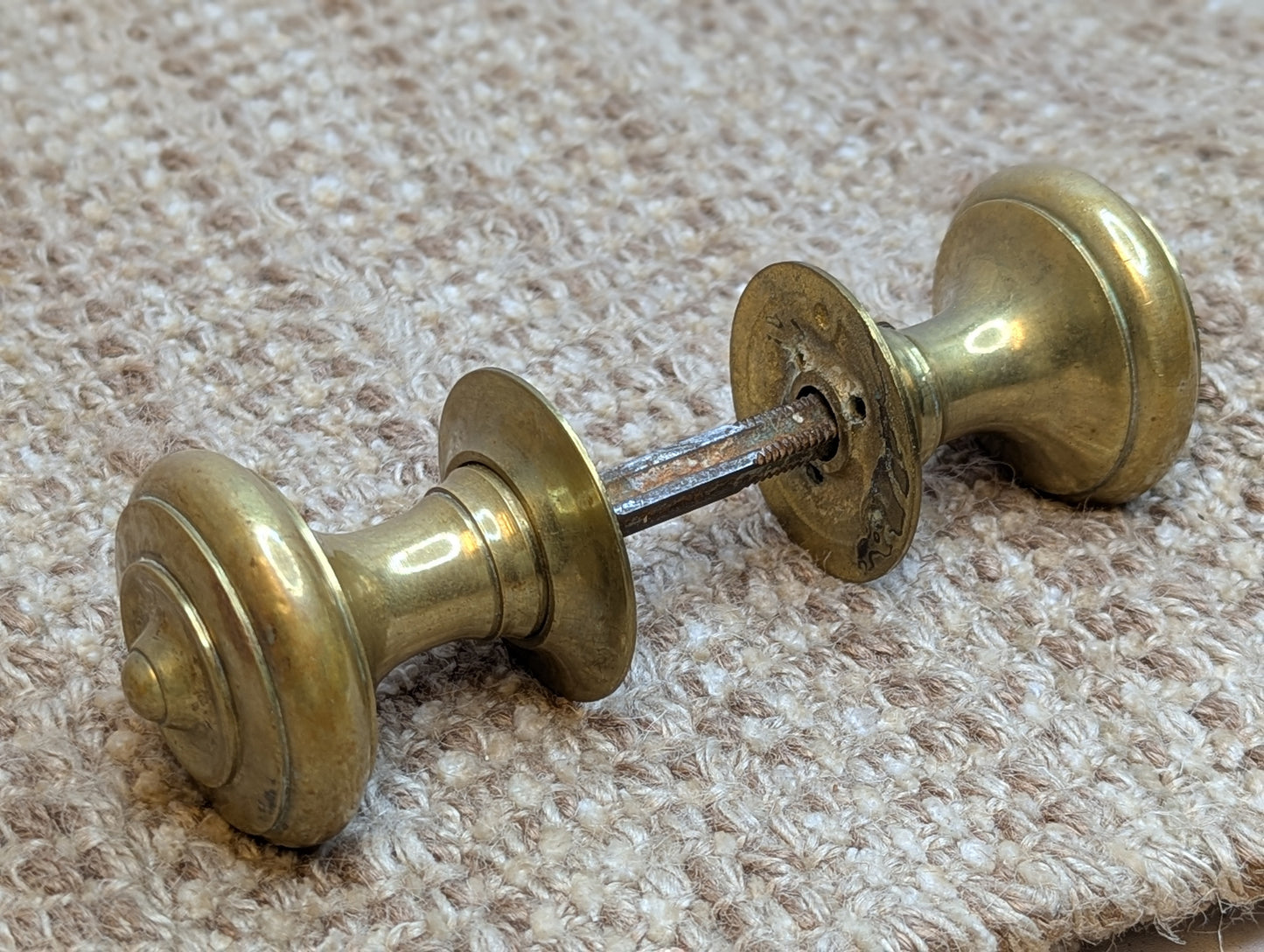 2 1/4" Vintage Reproduction Brass Door Knobs & Rosettes Set Door Hardware