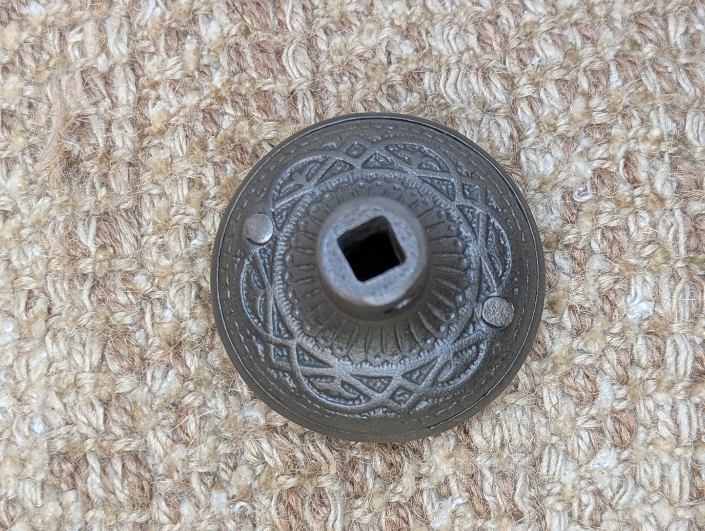2 1/4" Antique Trenton Decorative Cast Iron Door Knob Circa 1887